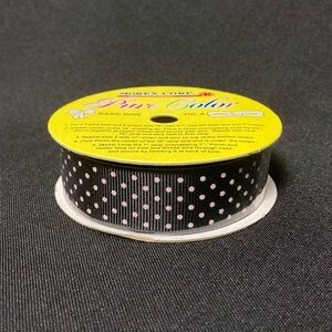 ⭐️ Pure Color Black White Polka Dotted Craft Ribbon 7/8” x 180”